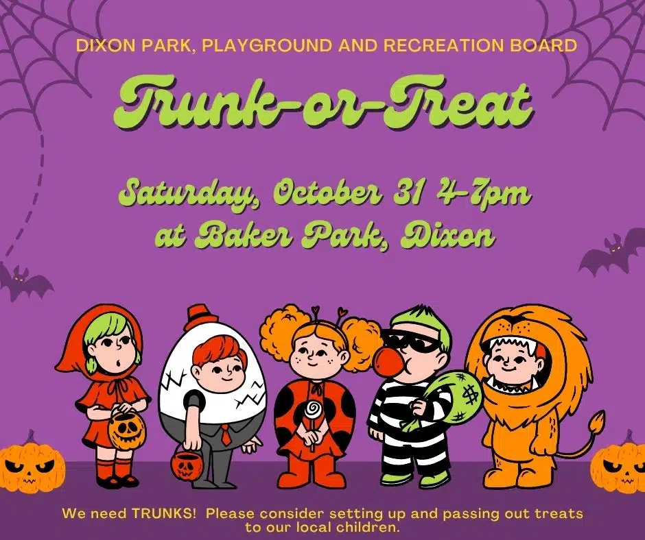 Dixon Trunk or Treat, Baker Park October 31st 4-7pm